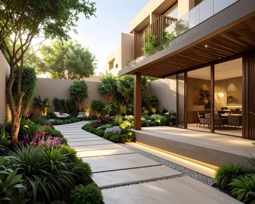 تصميم حديقة عصرية في جدة من الغنيم للديكورات الحديثة، بلمسة فاخرة تضم برجولة مضيئة، ج 271662