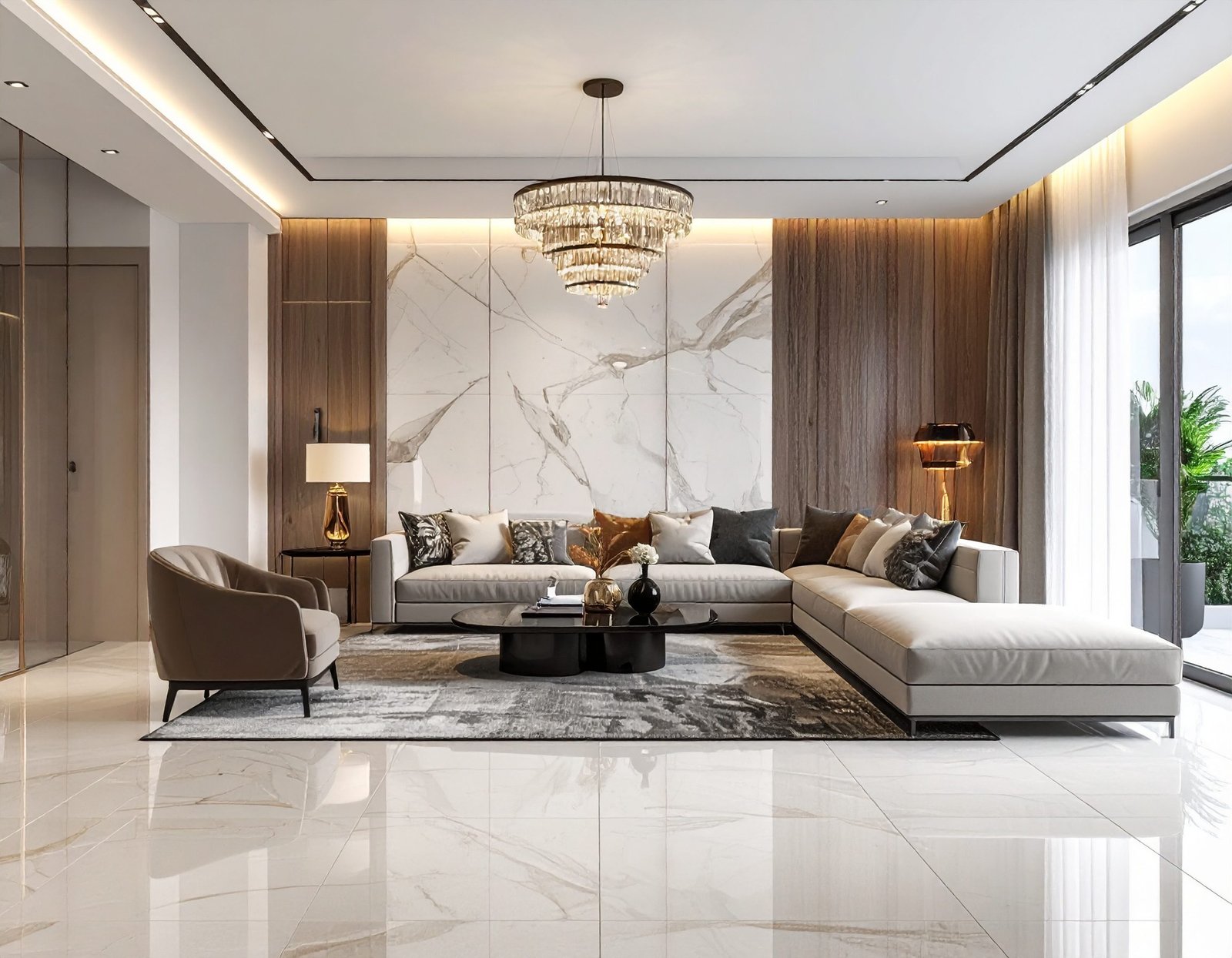 العروض والخصومات ديكورات داخليه بديل الخشب مع بديل الرخام من الغنيم للديكورات والتشطيبات